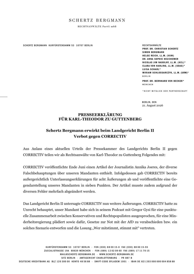 Image for the Tweet beginning: Schertz Bergmann erwirkt beim Landgericht